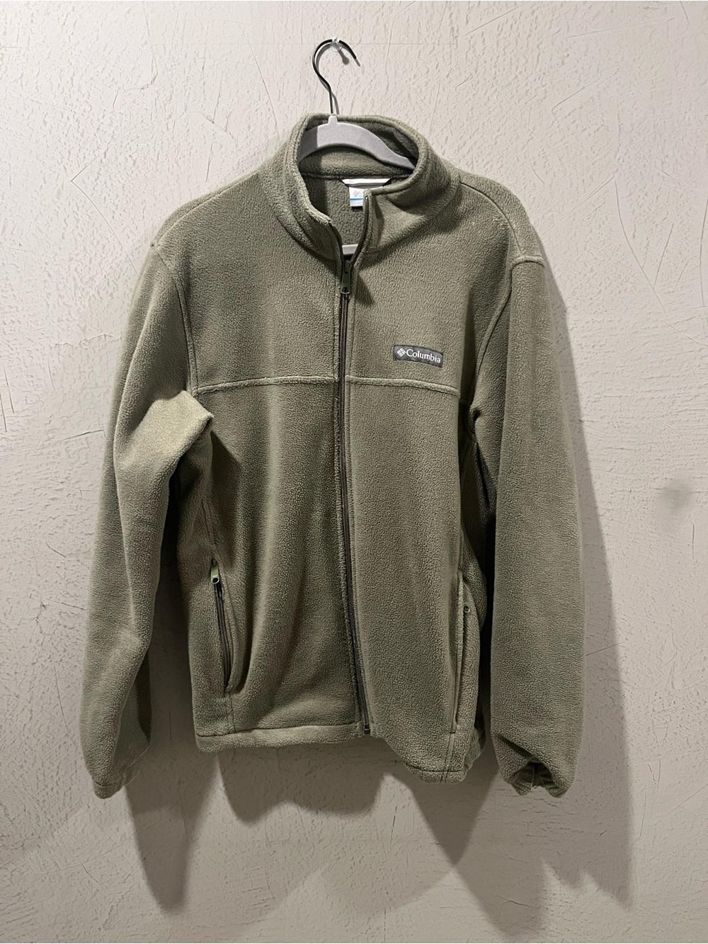 Columbia Olive Green Fleece Jacket with Grey Trim